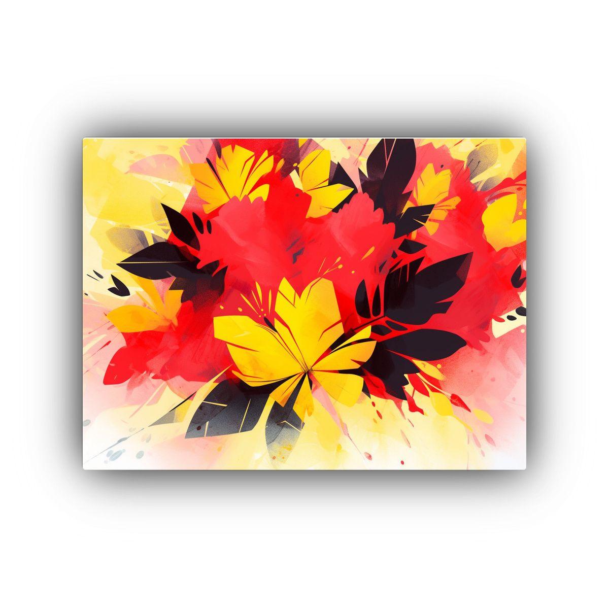 Tela En Bastidor De Luminosidad Amarilla Y Roja En Estilo Ne 90x60cm-0
