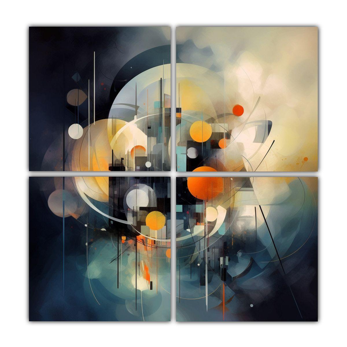 Cuatro Arte Líneas Temática Abstracta 40x40 Cm-0