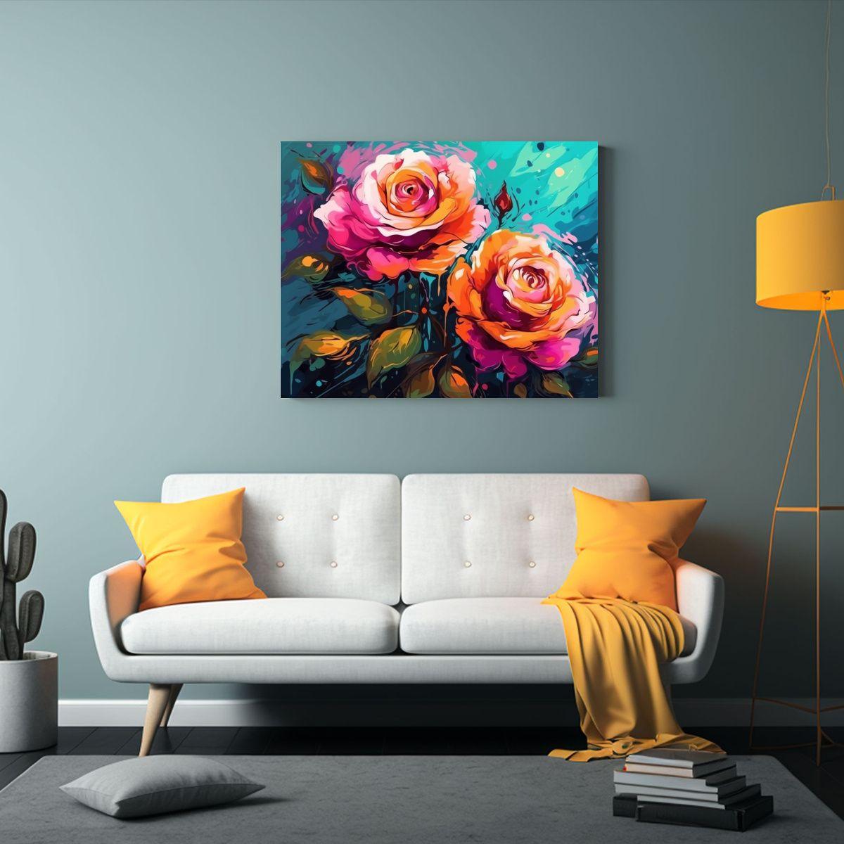 Cuadro Diseño Full Color Con Flores De Rosa En Plena Florac 50x40cm-2
