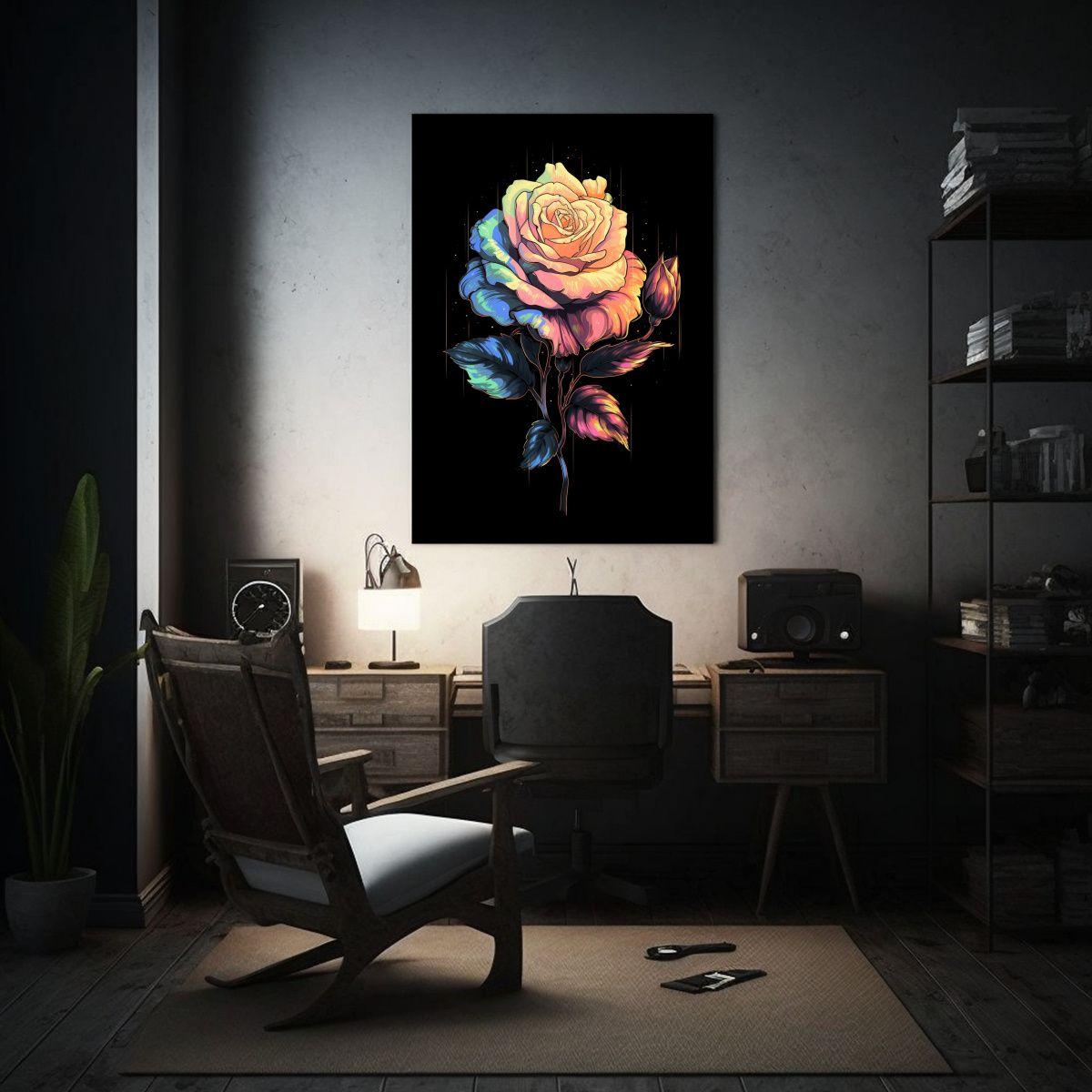 Arte Tema Temática Rosa Negra Arte Pixelado 60x90cm-2