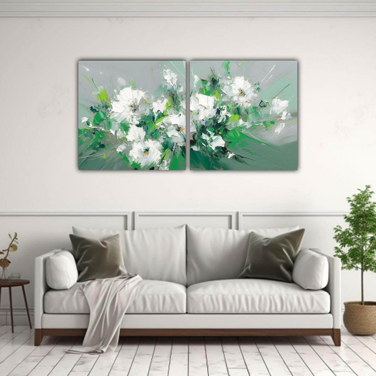 Set De 2 Lienzos De Tela Abstracción Clásico 140x70 Cm-2