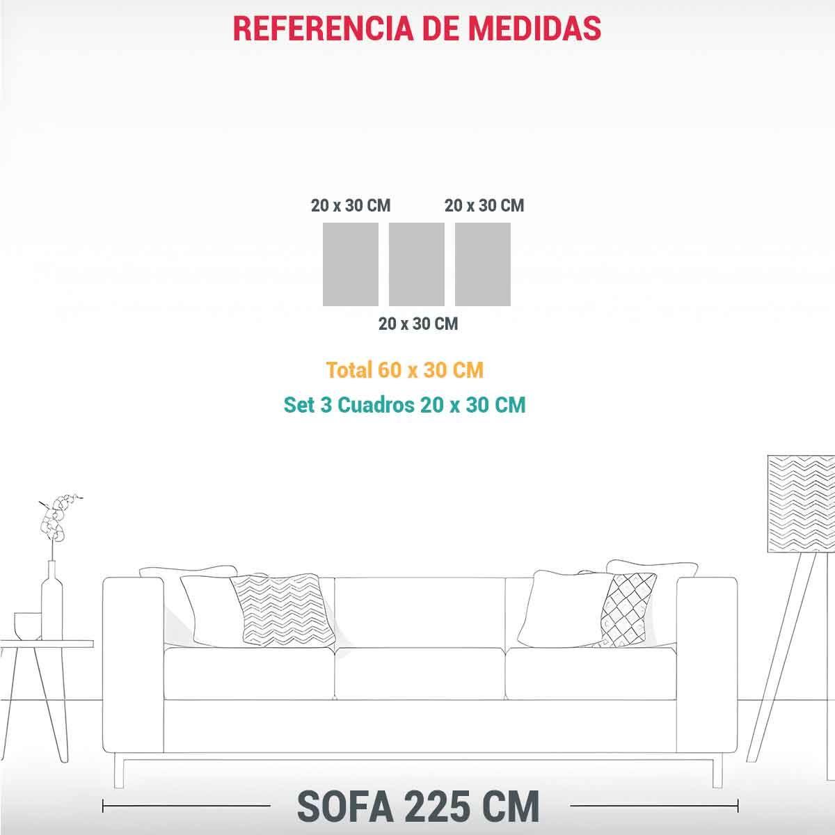 Tres Lienzos Concepto Living Gold &amp; Black: 60x30 Cm-1