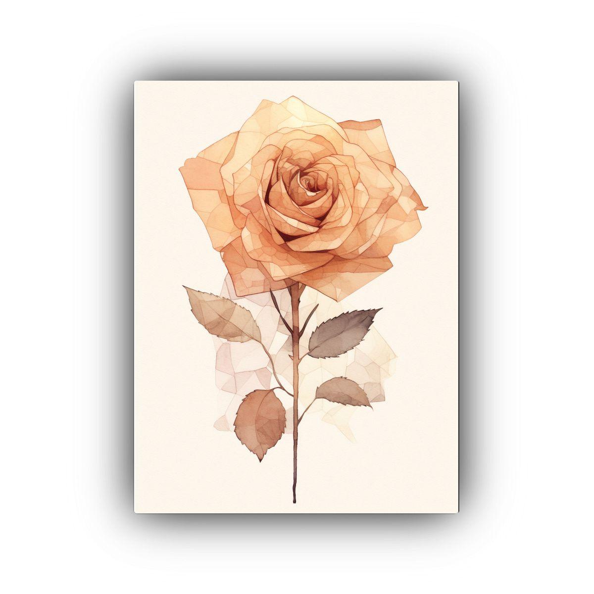 Dibujo De Una Linda Rosa Sobre Fondo Blanco Arte 30x45cm-0