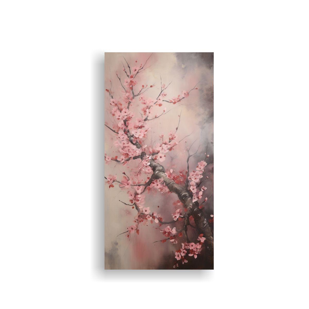 Pintura Abstracta De Sakura En Lienzo Resistente 50x100cm-0