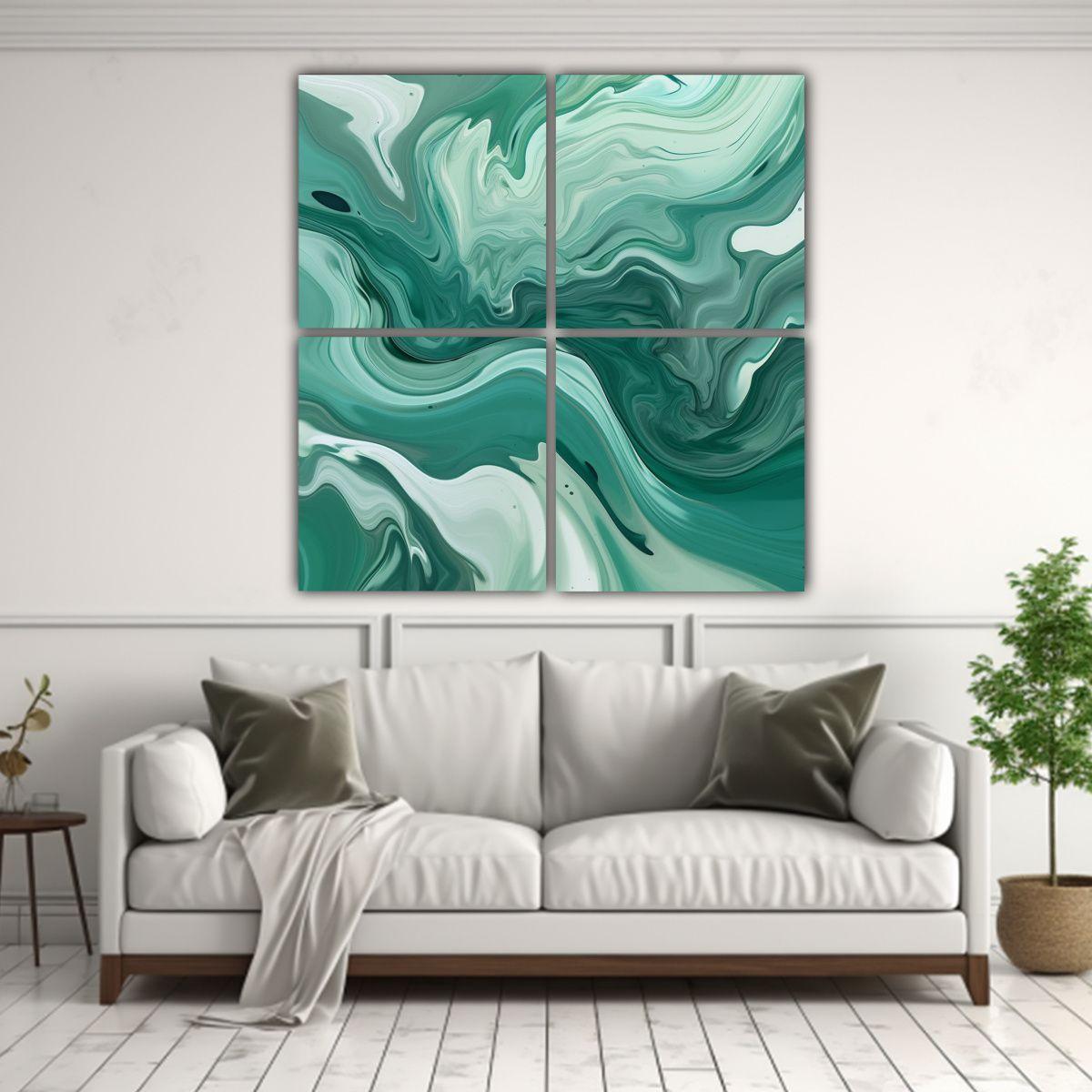 Cuatro Lienzos De Tela Con Esquema De Colores 80x80 Cm-2