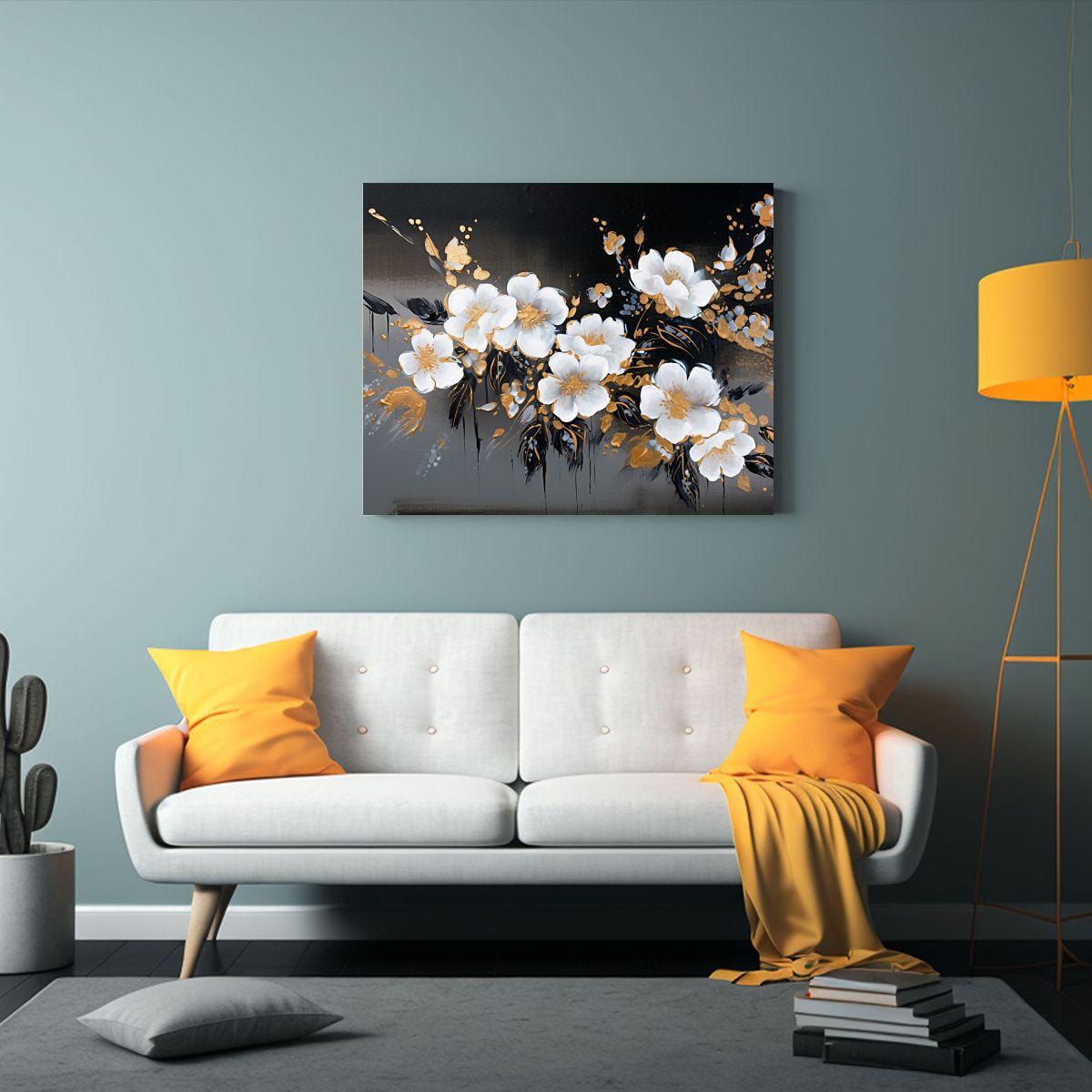 Pintura De Lienzo Con Calidos Contrastes De Colores Dorados  60x40cm-2