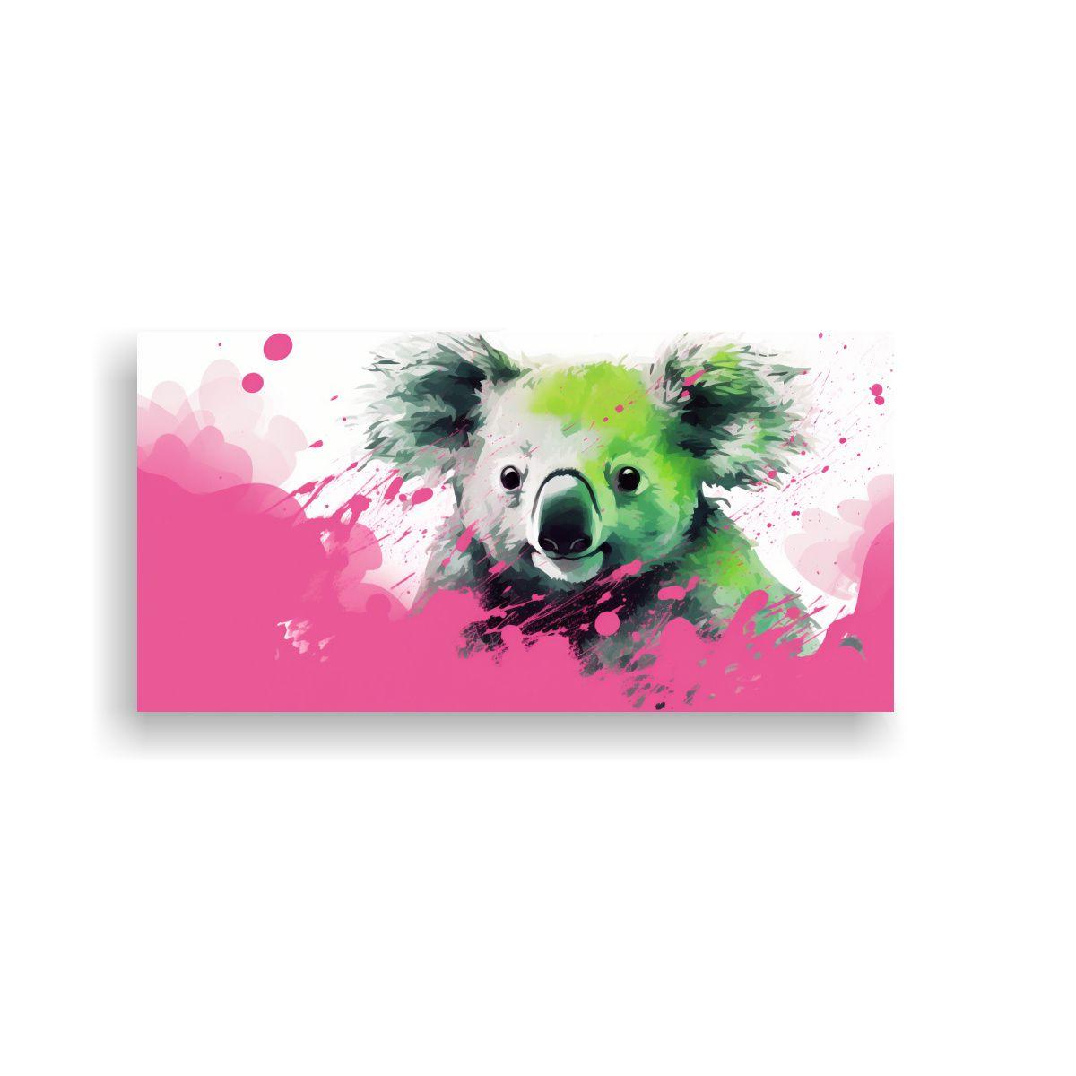 Cuadro Cuadro Relieve Koalas En Verde Y Rosa 140x70cm-0
