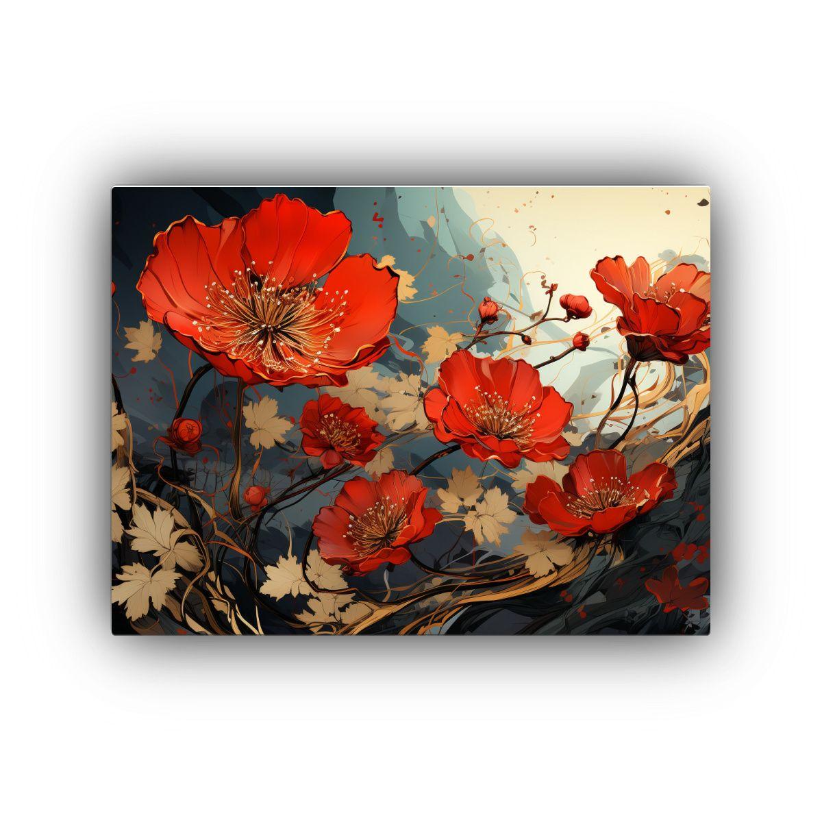 Pinturas Decorativas De Marigold Herbs En Rojo Y 50x40cm-0