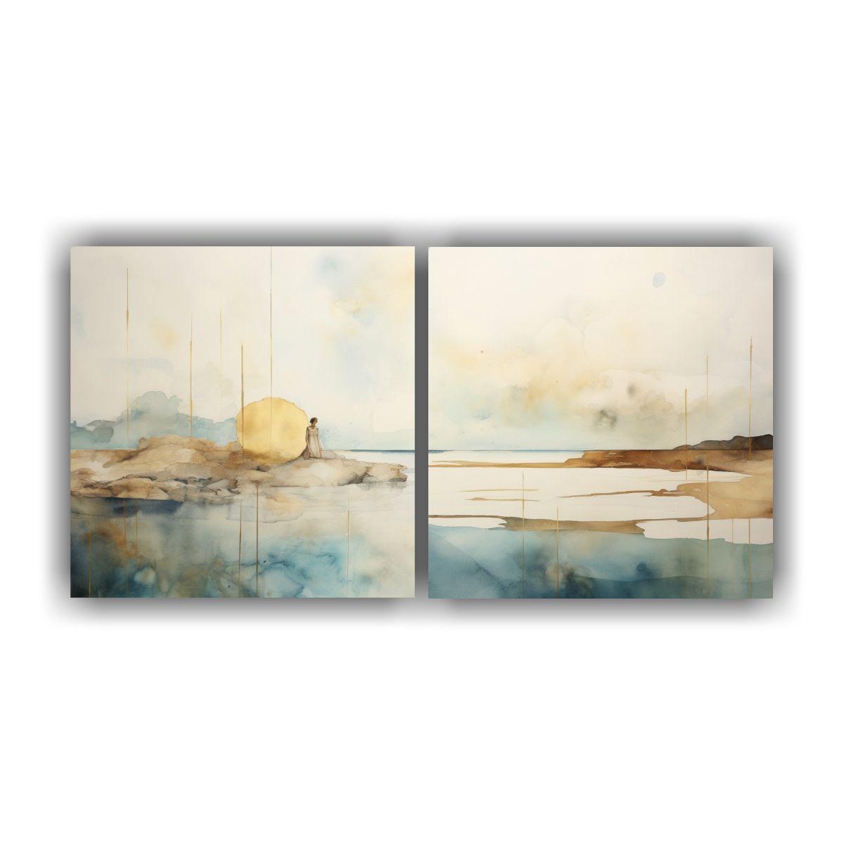 Pintura Abstracción Minimalista Con Acuarela 140x70 Cm-0