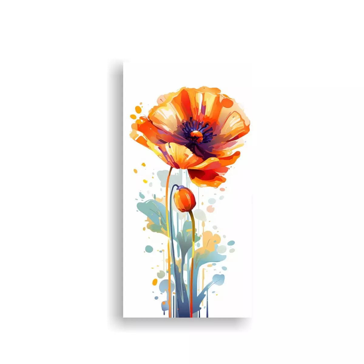 Cuadro Lienzo Impresionante De Una Amapola Naranja 20x40cm-0