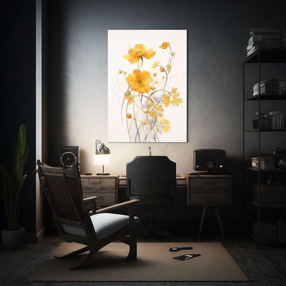 Cuadro Tema Exposición Flores Amarillas En Fondo 30x45cm-2
