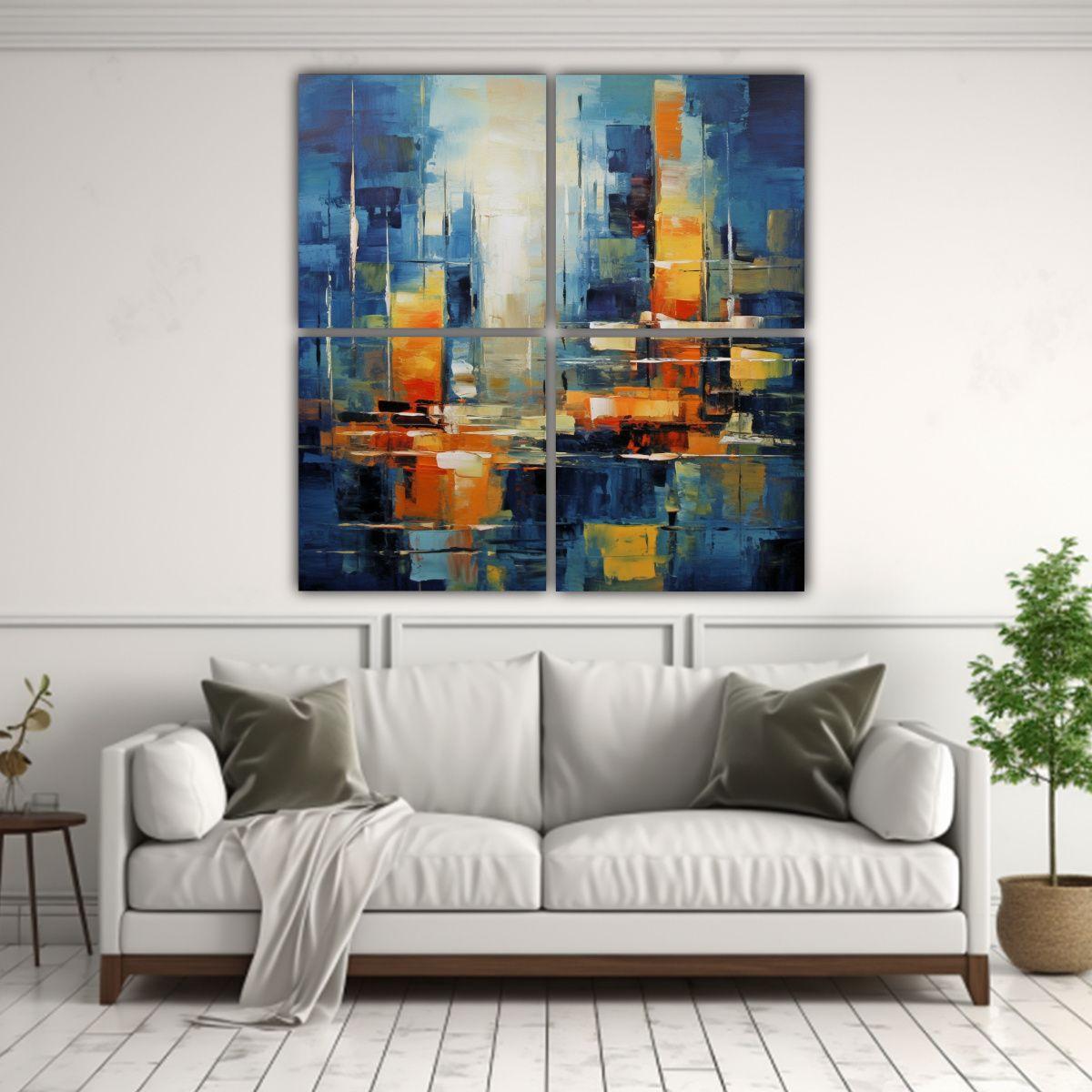 Cuadro Decorativo Calidos Alegre 4 Lienzos 140x140 Cm-2