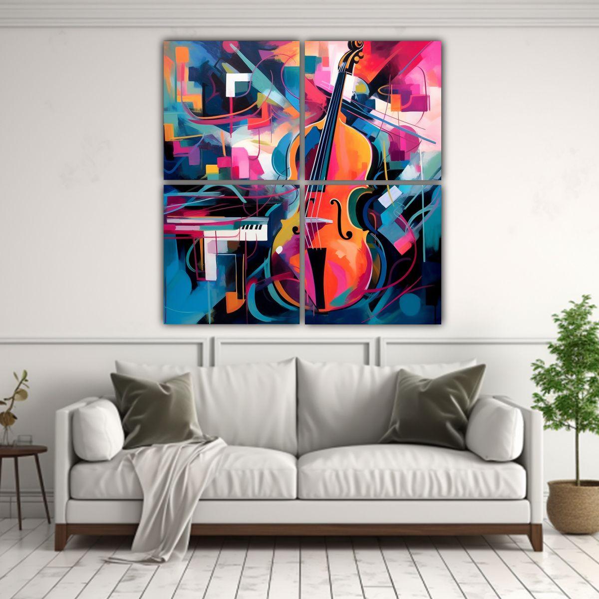 Pinturas Abstractas Vibrantes De Jazz En Estilo 140x140 Cm-2