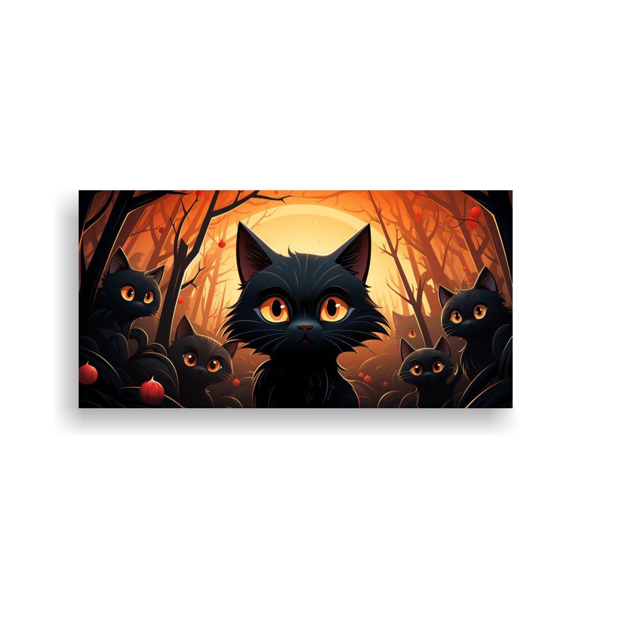 Lienzo Arte Abstracto Con Patrón De Gato Negro 60x30cm-0
