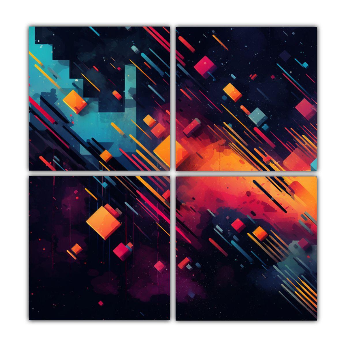 Cuatro Cuadros Inspiración Poder Datta Abstracto 200x200 Cm-0