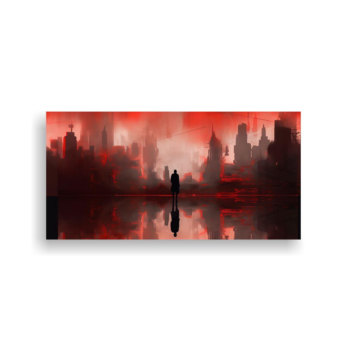 Pintura De Siluetas Nocturnas De Gran Ciudad 120x60cm-0