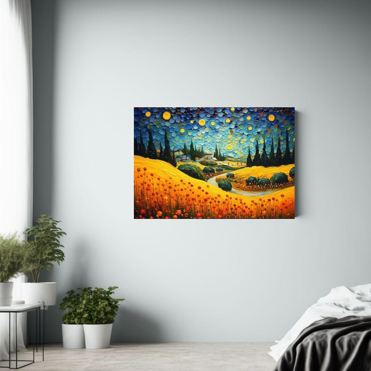Paisaje Hermoso En Lienzo: Pintura Al óleo De Paisaje Vital 90x60cm-2