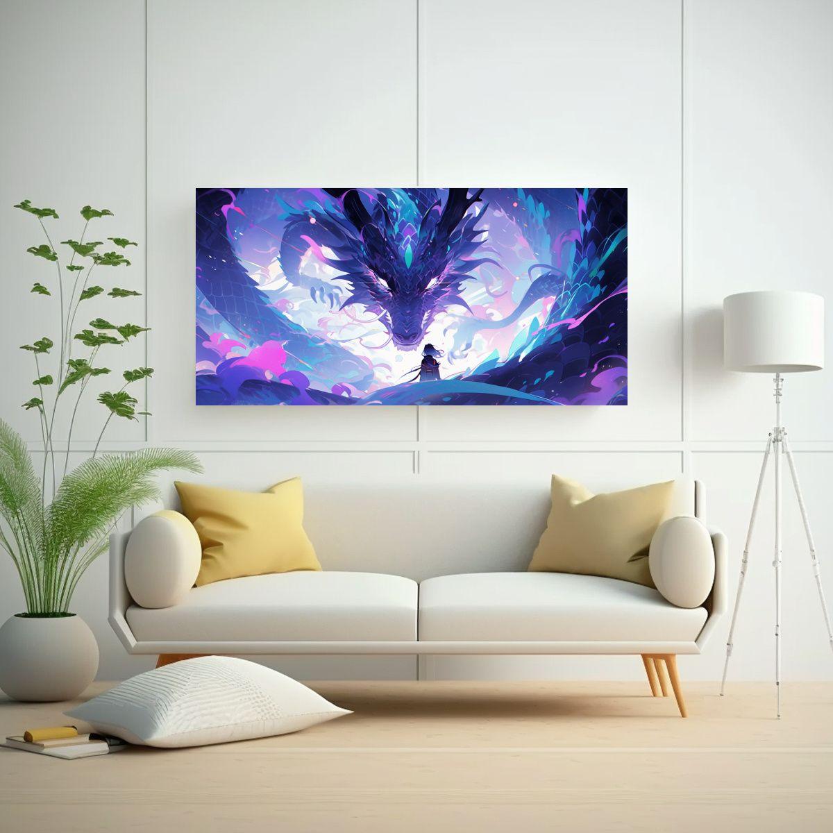 Pintura Decorativa De Dragón En Colores Púrpura  80x40cm-2