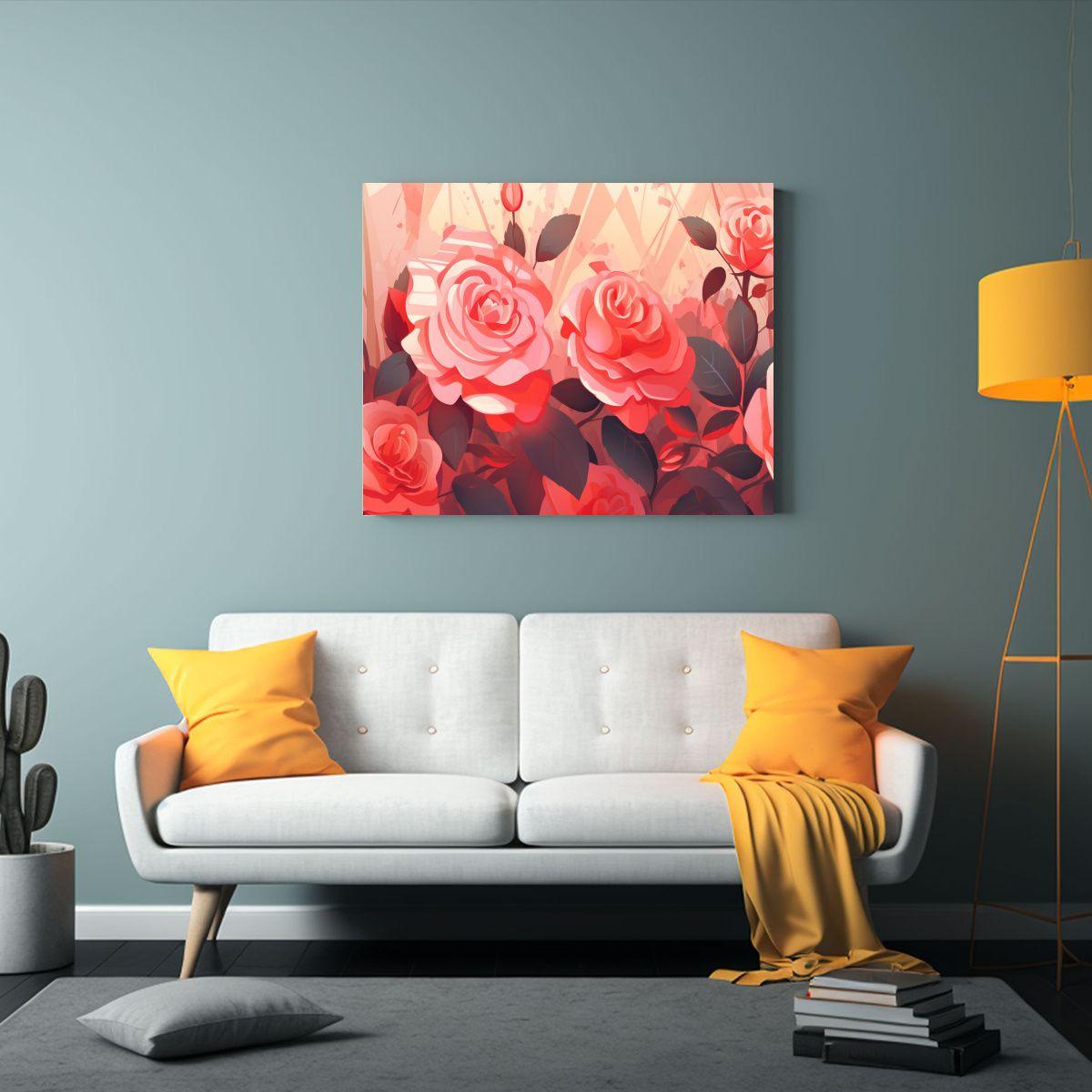 Pintura Decorativa De Estilo Fantástico Con Rosas Rojas Y R 75x50cm-2