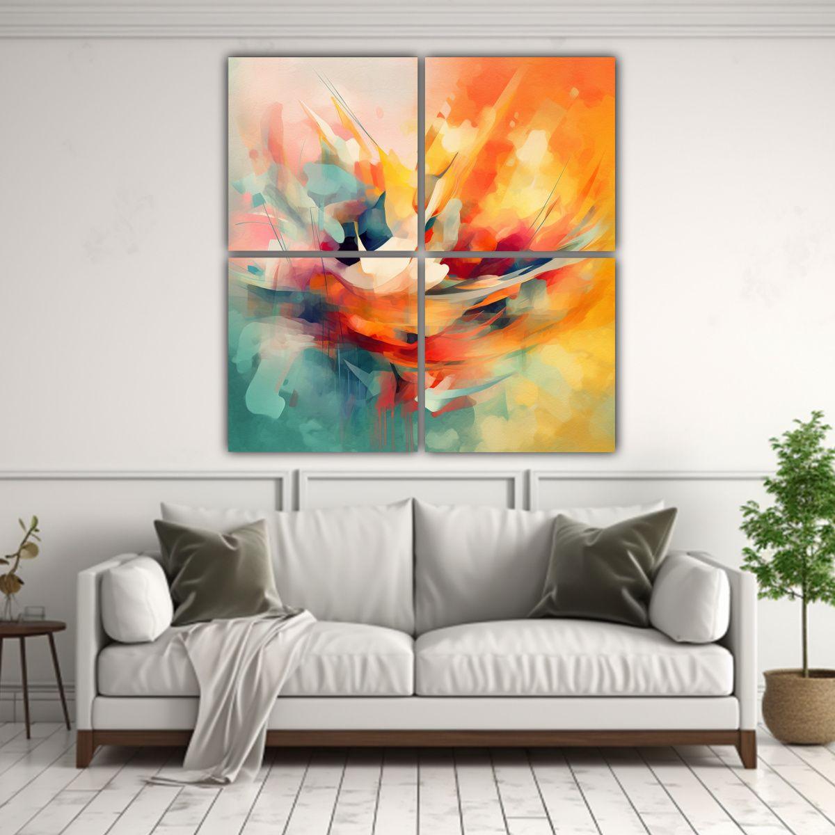 Cuatro Cuadros Vintage De Arte De Pared: 60x60 Cm-2