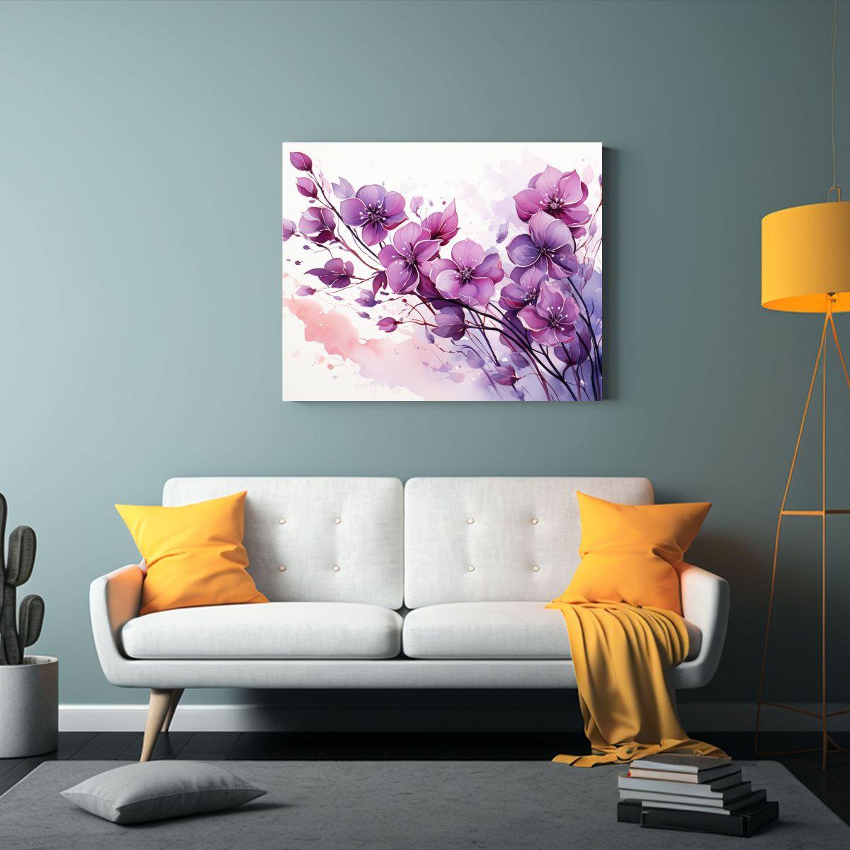 Cuadro Abstracto De Un árbol De Eucalipto En Colores Morado 65x50cm-2
