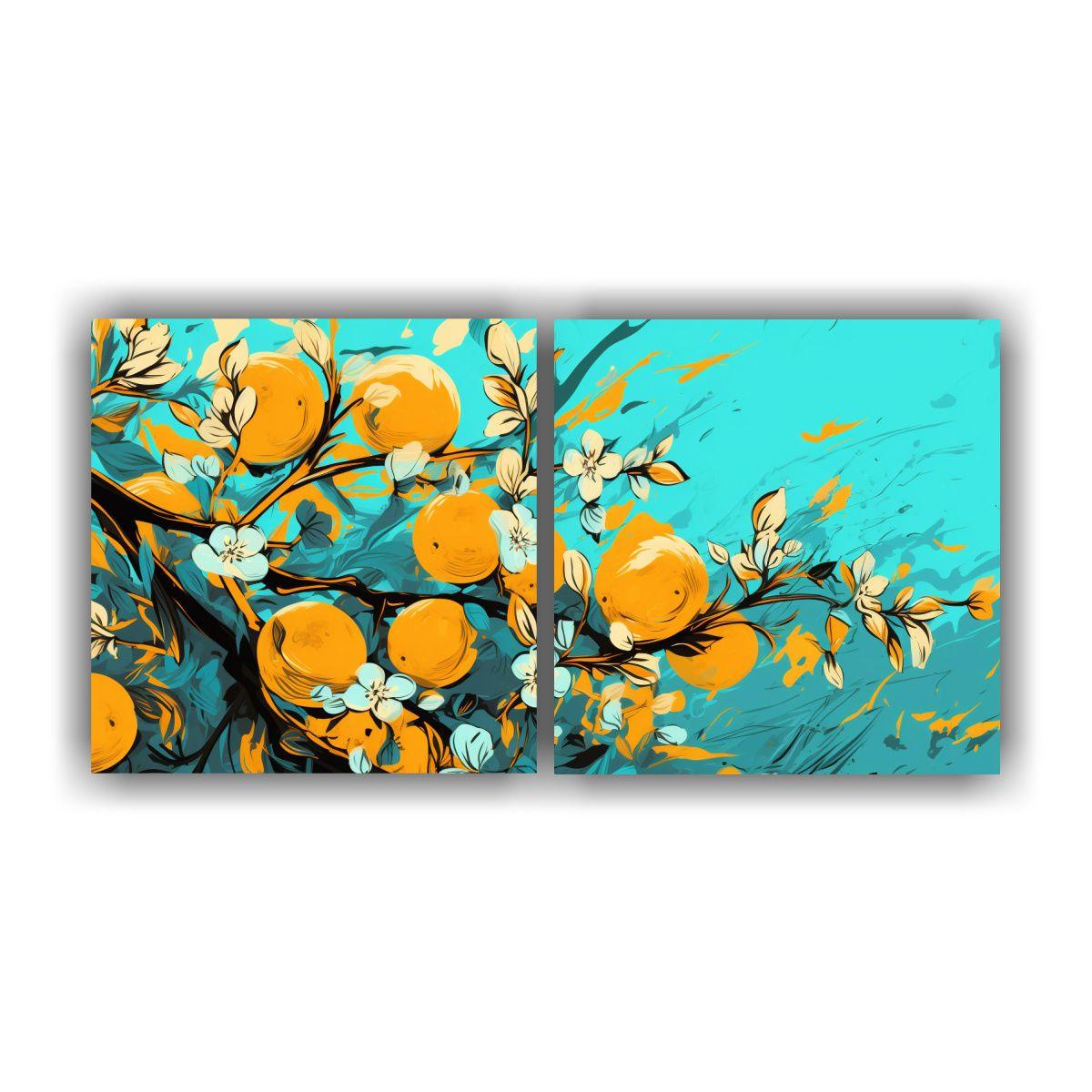 Pinturas Decorativas Con Forma De árbol Naranja 60x30 Cm-0