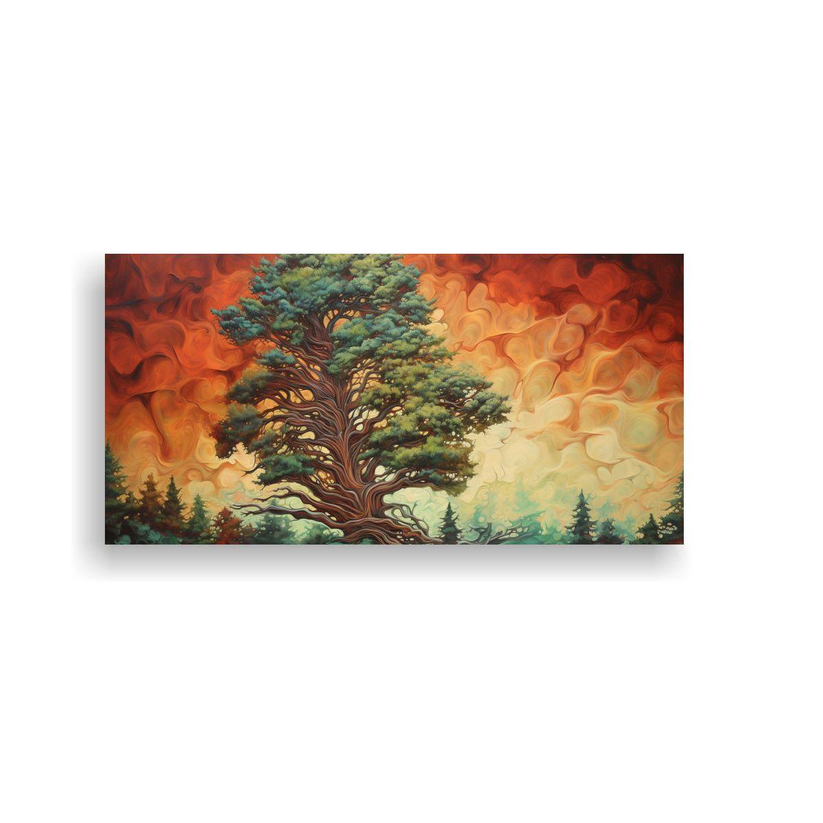 Cuadro Abstracto Detallado De Un árbol De Secuoya 60x30cm-0