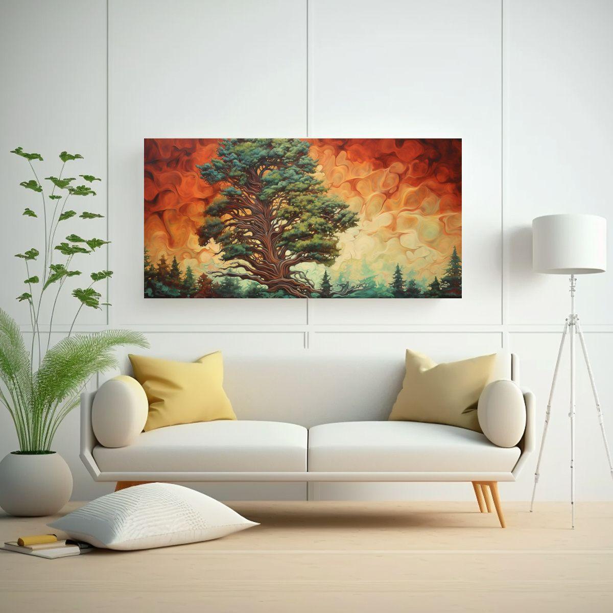 Cuadro Abstracto Detallado De Un árbol De Secuoya 60x30cm-2