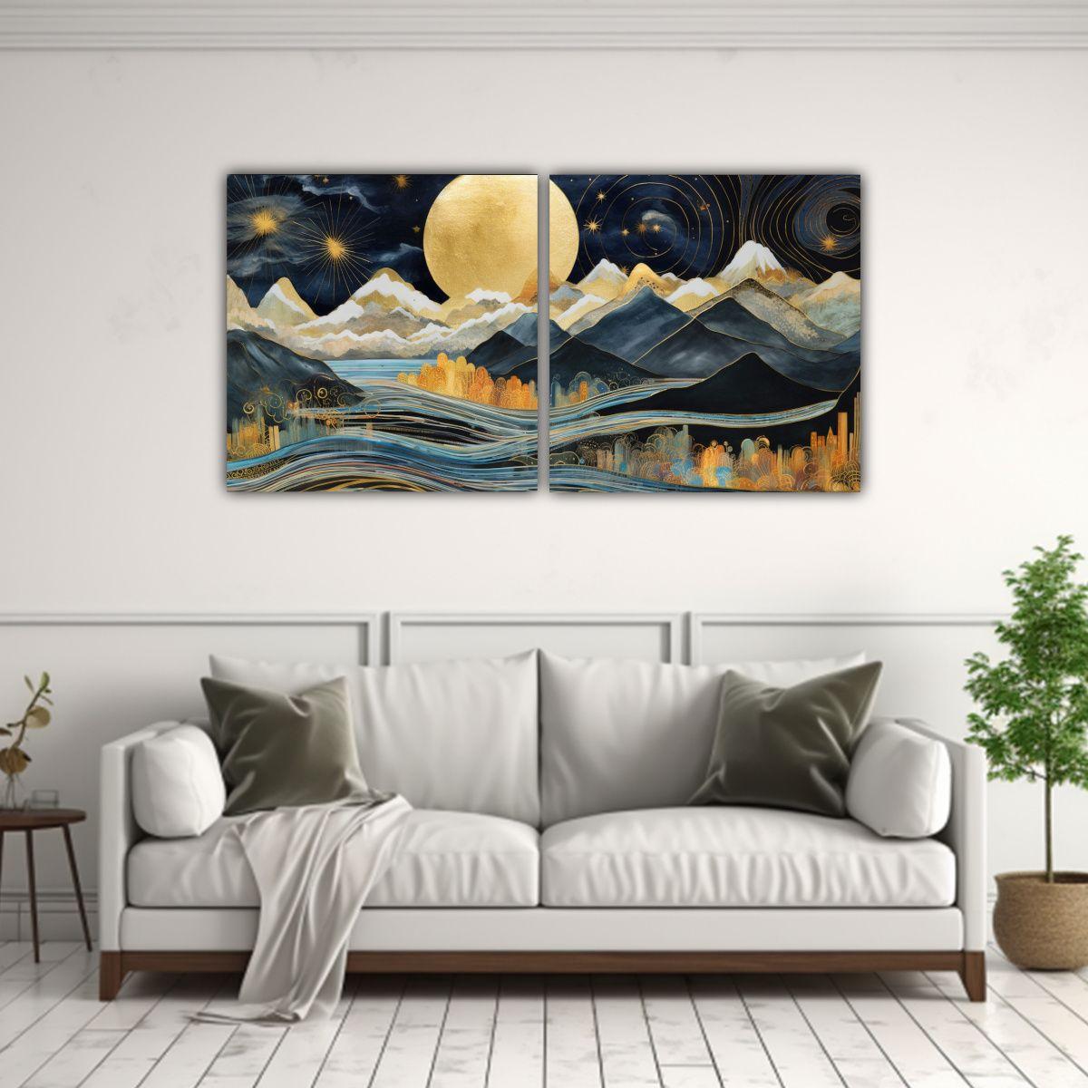 Dos Artes Composición Arte Gráfico Con Luna 160x80 Cm-2