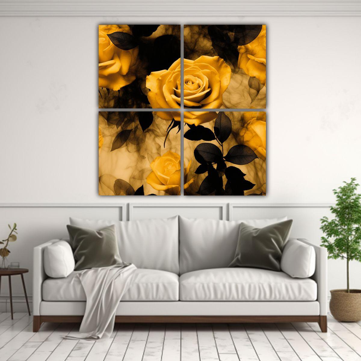 Cuadros Cuadrado Para Oficina Con Rosas Amarillas 180x180 Cm-2