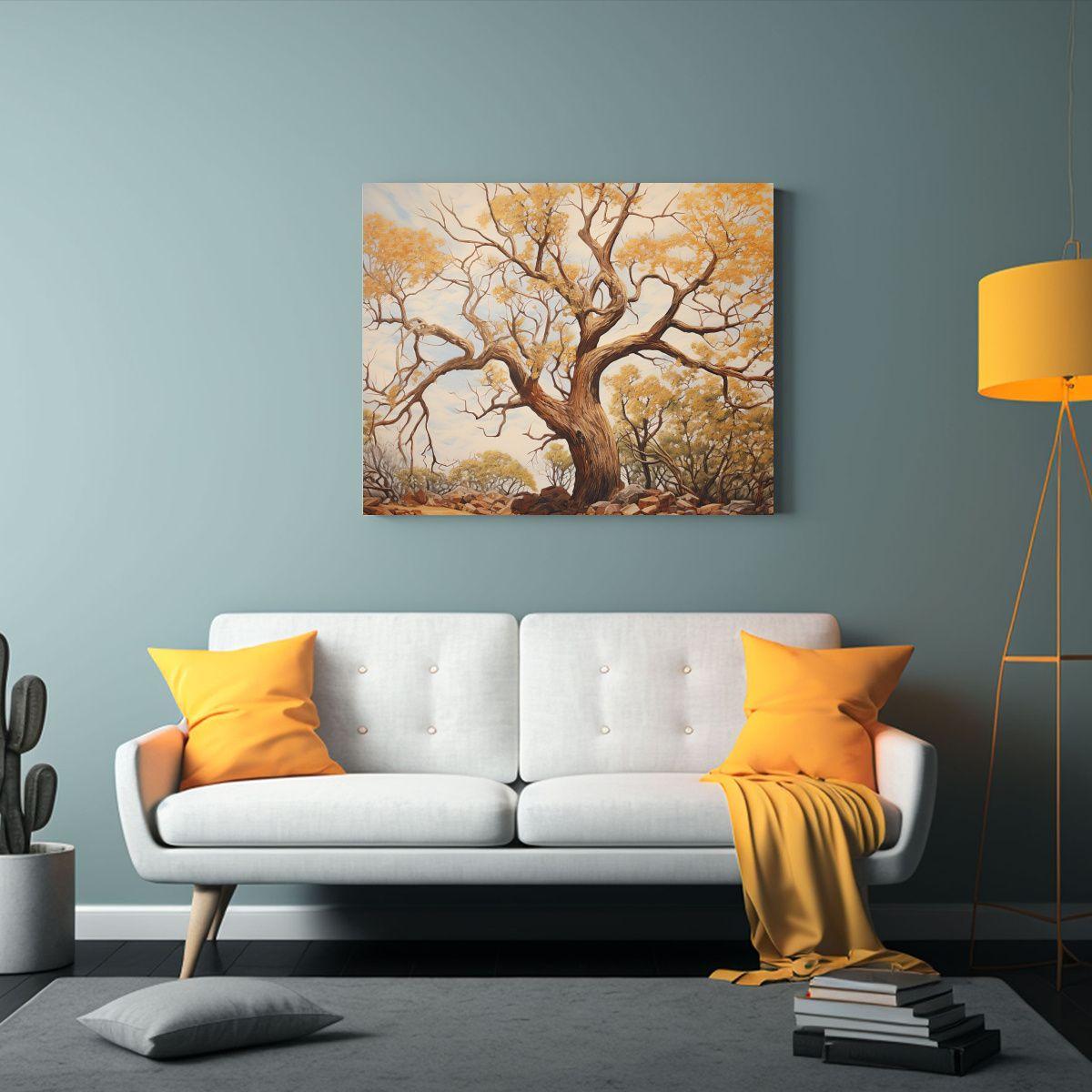 Pintura Abstracta De Un árbol Alamo En Tonos 30x20cm-2
