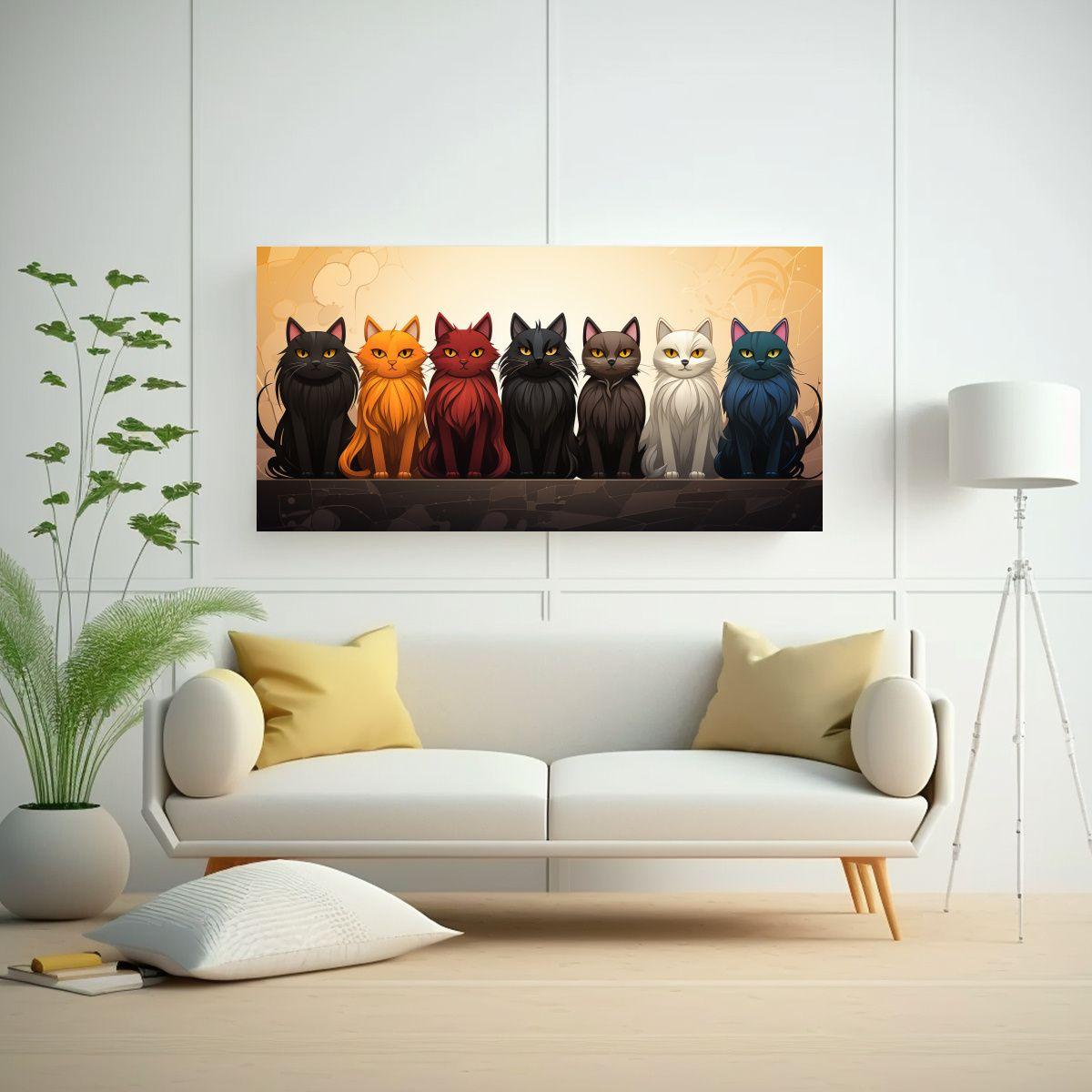 Cuadro De Gatos En Lienzo Moderno Para Decorar 160x80cm-2