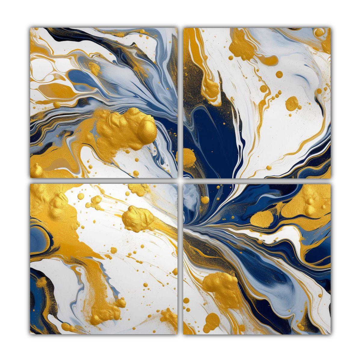Cuadros Abstractos Composición Dinámica Azul 80x80 Cm-0