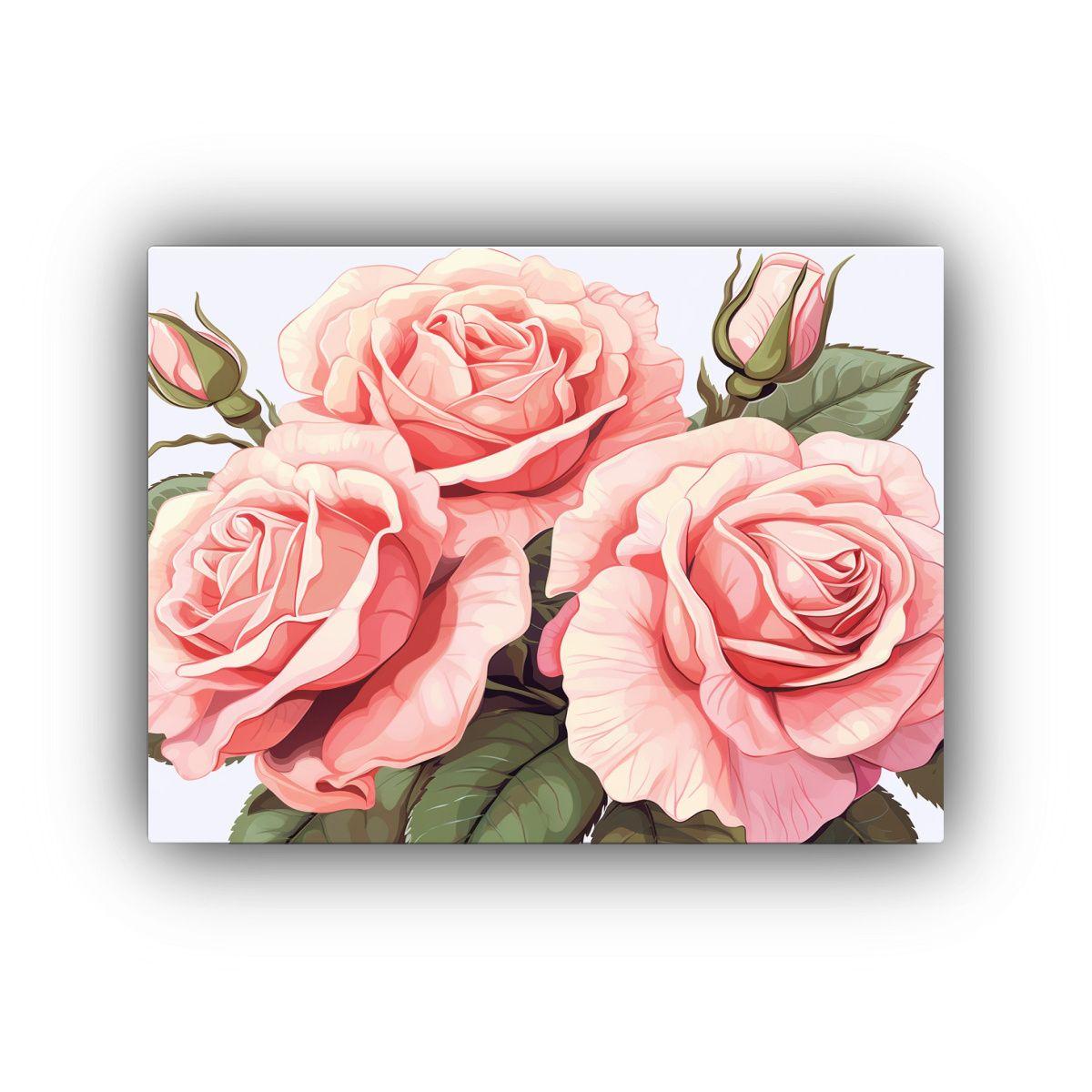 Arte Pared Movimiento Armonia Rosas Cuadro Rosa Pálido Muy  50x40cm-0