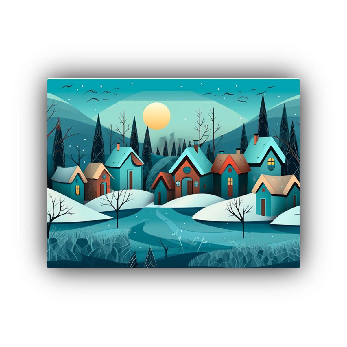 Pintura Decorativa Tela Bastidor Belleza Encanto Pueblo Nór 90x60cm-0