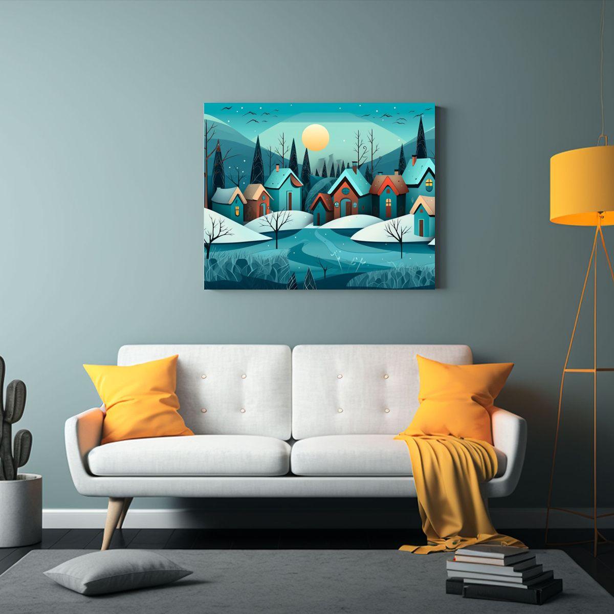 Pintura Decorativa Tela Bastidor Belleza Encanto Pueblo Nór 90x60cm-2