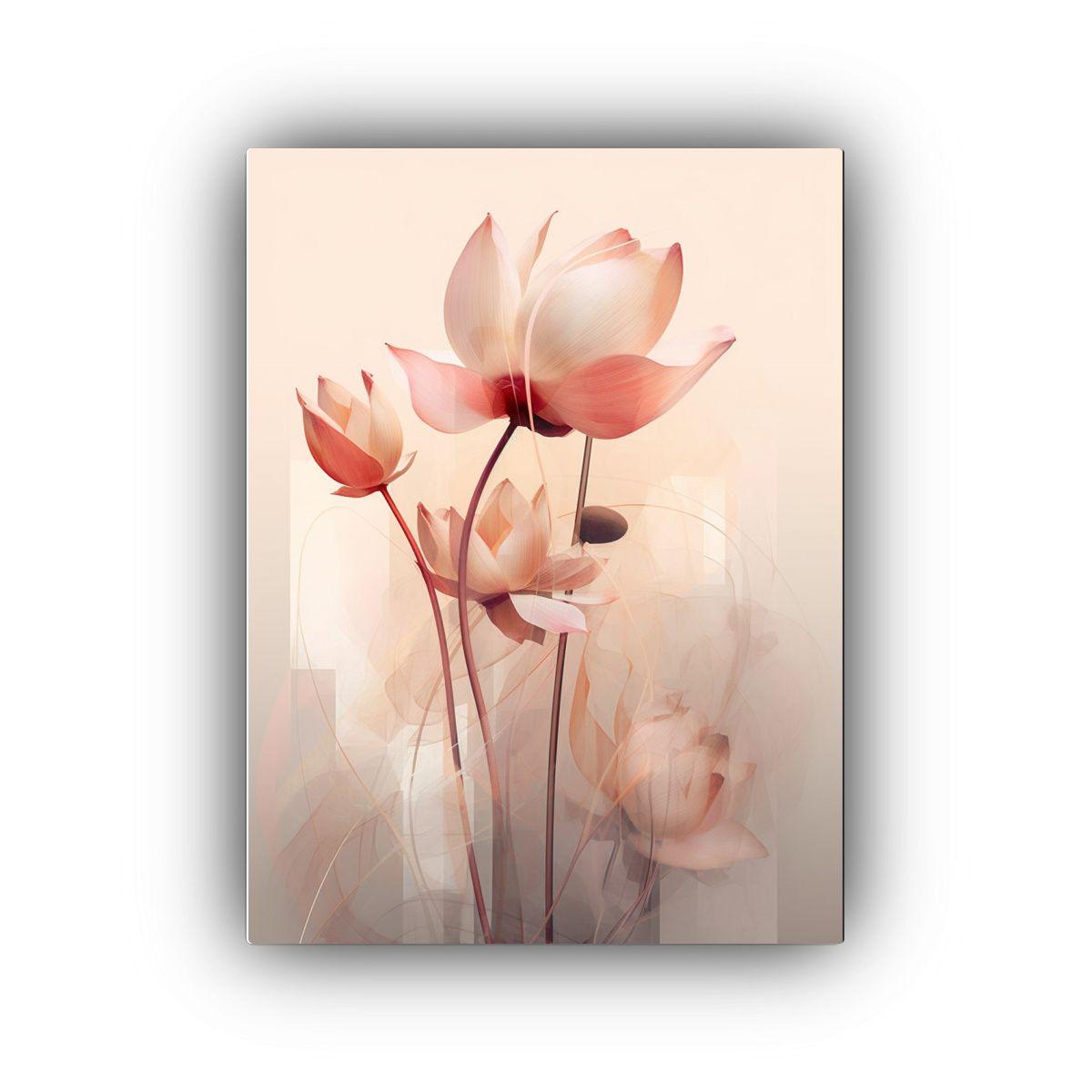 Cuadro Digital Abstracto Loto Rosa Y Marrón 40x60cm-0