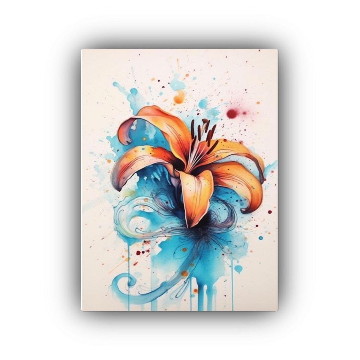 Cuadro Flor Inspiradora Estilo Acuarela Y Tinta 20x30cm-0