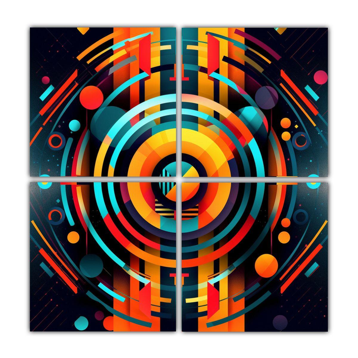 Cuatro Lienzos Forma Colores Vibrante 60x60 Cm-0
