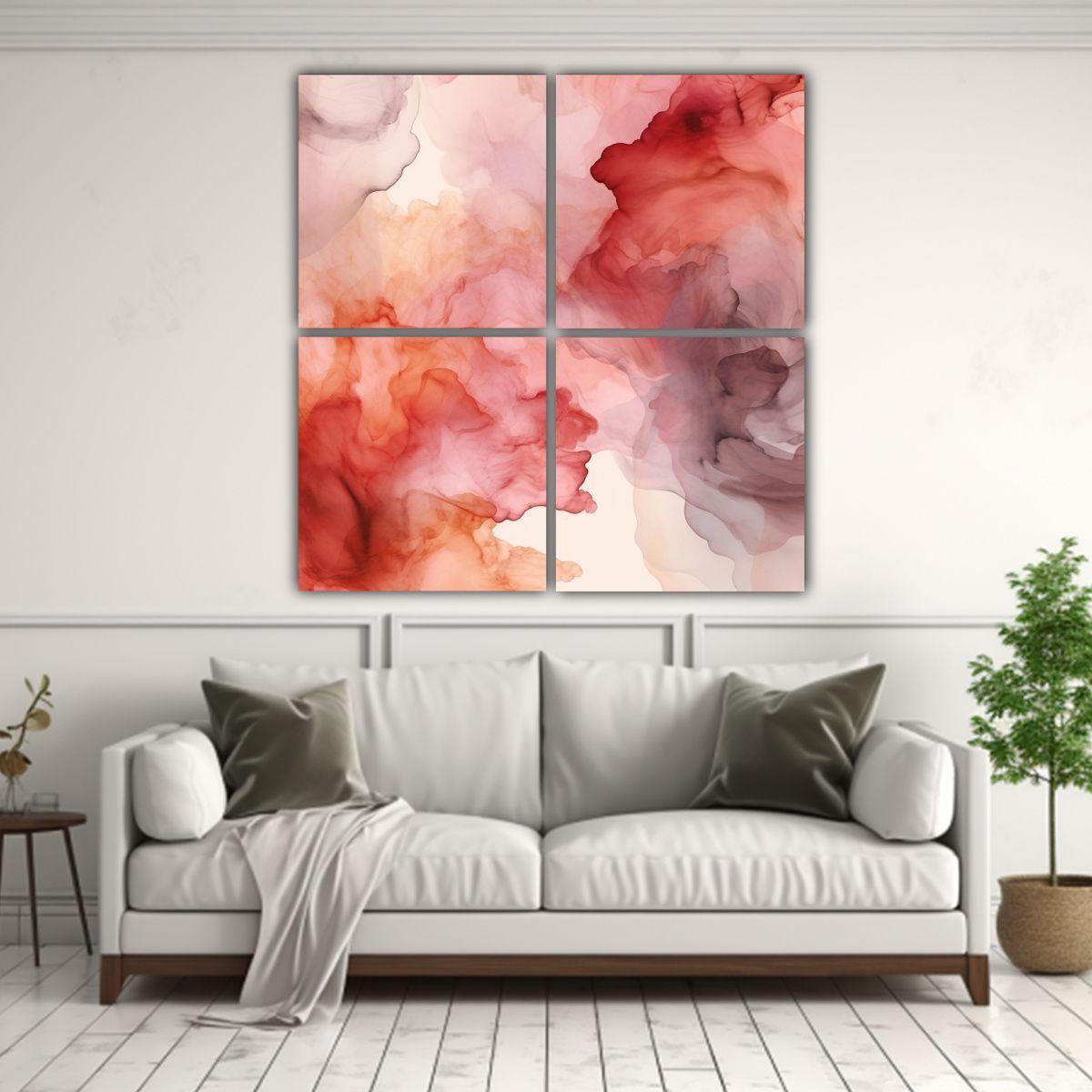 Cuatro Lienzos Colores Interiores Papel Pintado 160x160 Cm-2