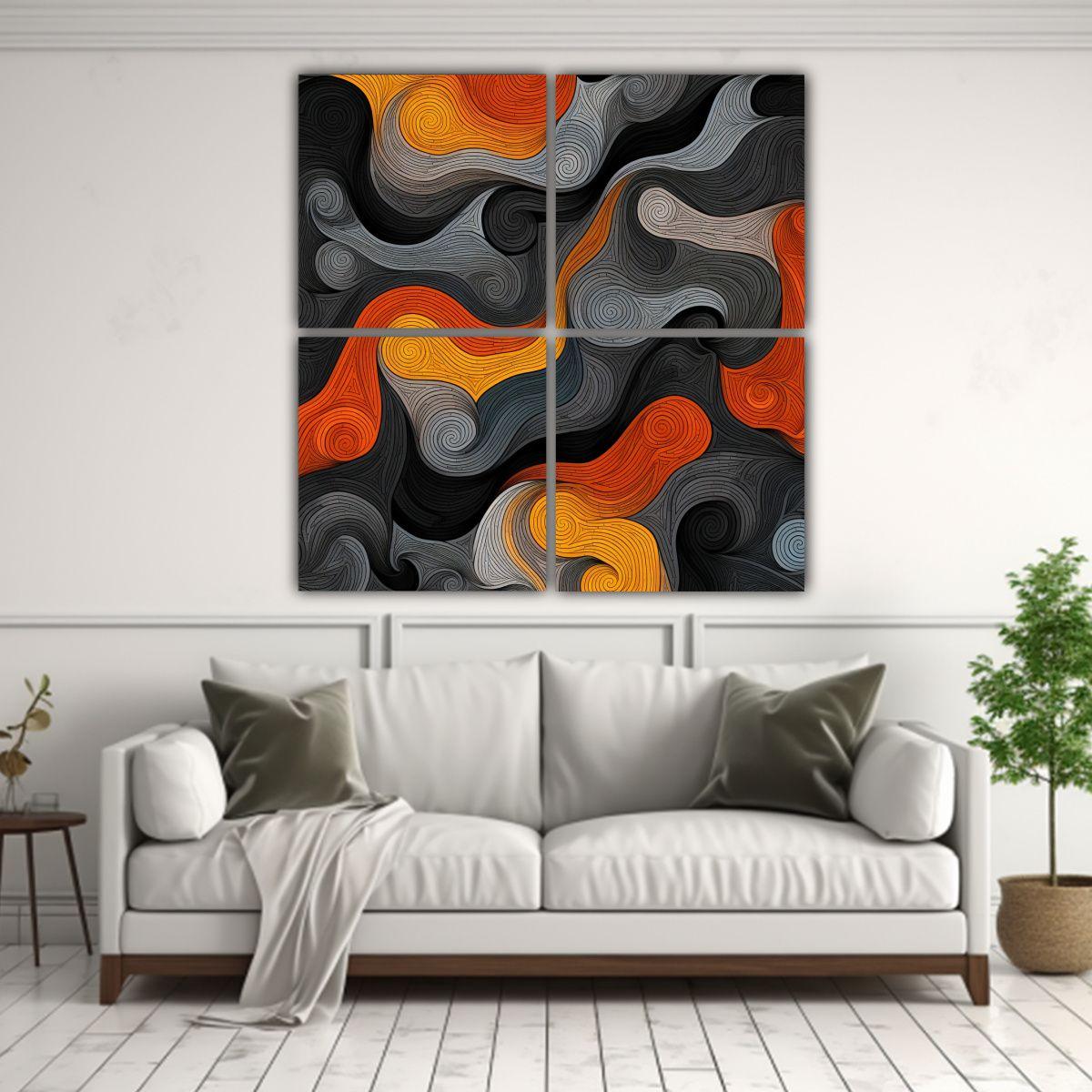 Pintura Decorativa Abstracta Con Patrón 140x140 Cm-2