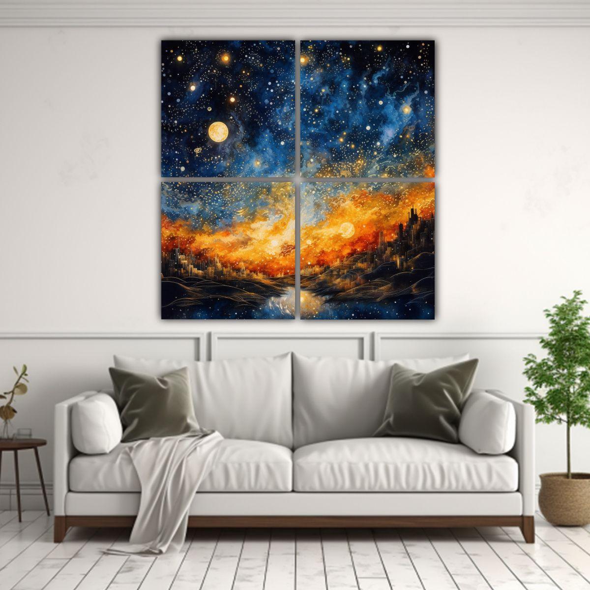Cuadro Lienzos Movimiento Estrellas Galaxias 120x120 Cm-2