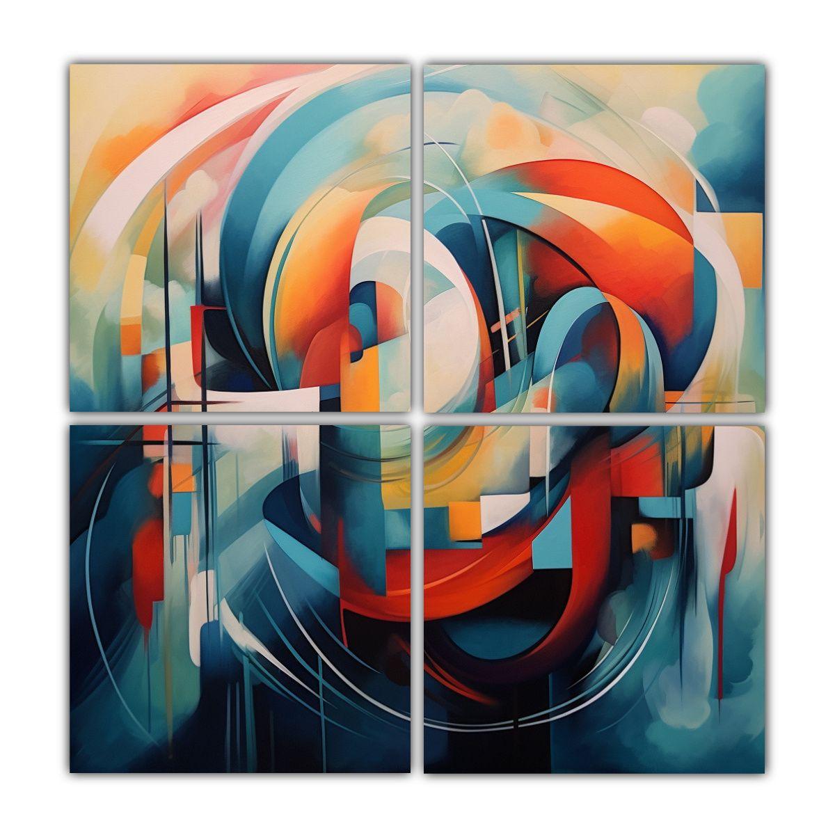 Pinturas Decorativas Esquema Colores Abstractos 80x80 Cm-0