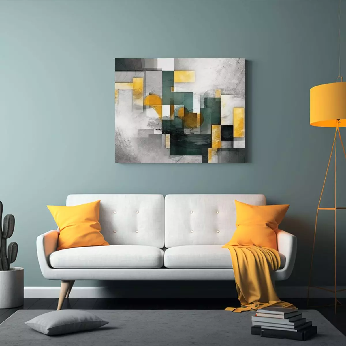 Pinturas De Decoración Vintage En Perspectiva Oro Geométri 120x80cm-2