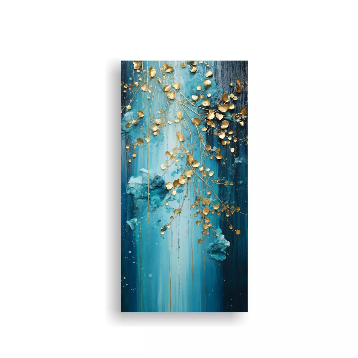 Pintura Creativa De Arte En Turquesa Y Dorado 60x120cm-0
