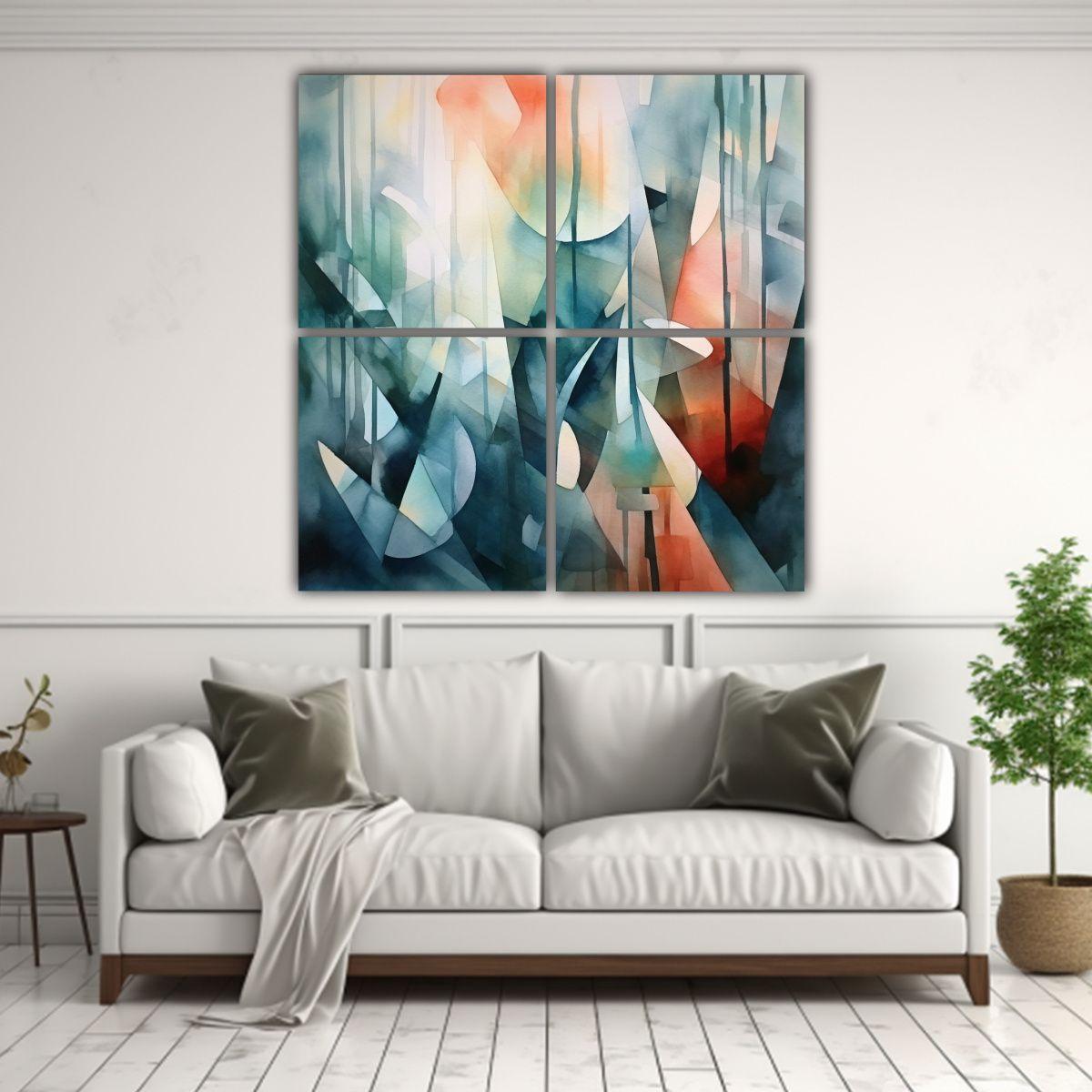 Pintura Acuarela Abstracción Adorable 120x120 Cm-2