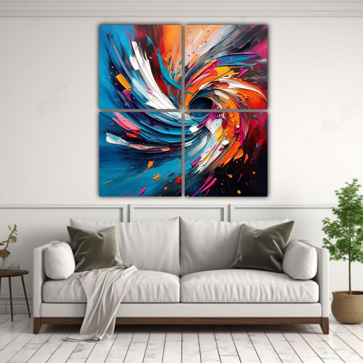 Cuatro Telas En Bastidor Decoración Poder 120x120 Cm-2