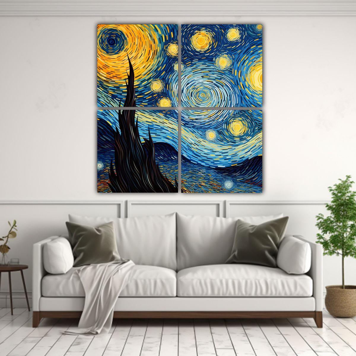 4 Lienzos De Tela Tonos Fantasía Interpretación 60x60 Cm-2
