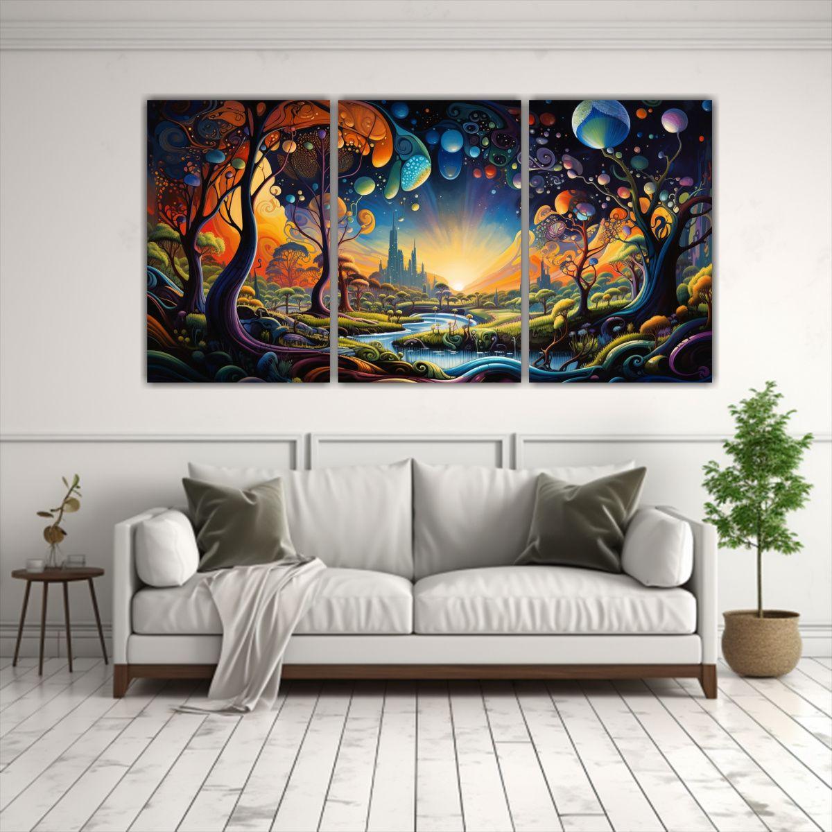 Pintura Decorativa Surrealista De Paisaje 60x30 Cm-2