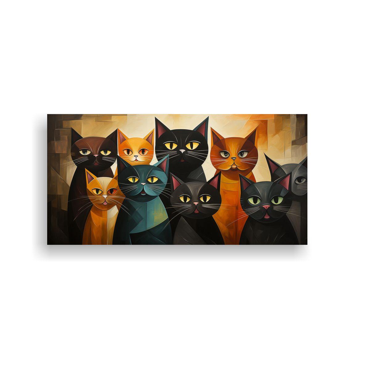 Cuadros Decorativos Gatos En Relieve Colores 120x60cm-0